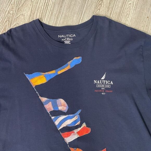 Nautica Sailing Club Navy Blue Graphic Print T-Shirt Men's XXL Sailboats Pacific - Picture 4 of 6